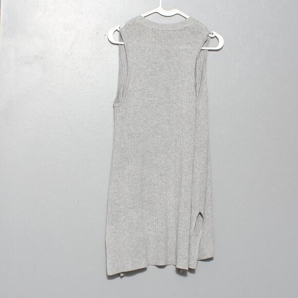 Verve Ami gray ribbed sleeveless duster cardigan vest sweater - Picture 2 of 8